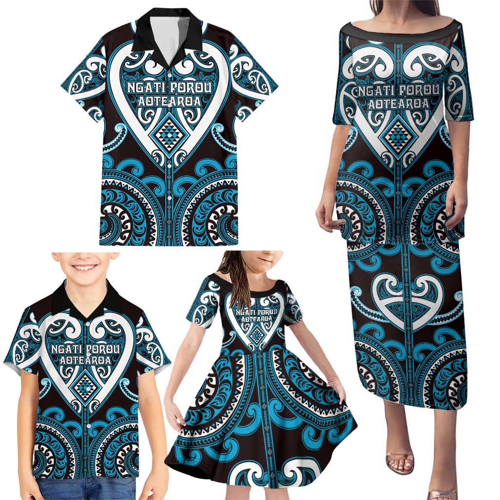 Custom Aotearoa Ngati Porou Family Matching Puletasi and Hawaiian Shirt Maori Tribal Pattern LT05 - Polynesian Pride