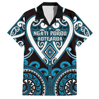 Custom Aotearoa Ngati Porou Family Matching Summer Maxi Dress and Hawaiian Shirt Maori Tribal Pattern LT05 Dad's Shirt - Short Sleeve Blue - Polynesian Pride