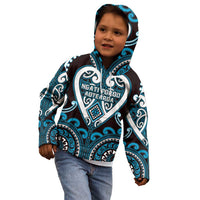 Custom Aotearoa Ngati Porou Kid Hoodie Maori Tribal Pattern