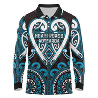 Custom Aotearoa Ngati Porou Long Sleeve Polo Shirt Maori Tribal Pattern