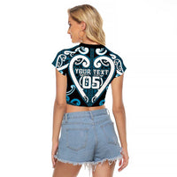Custom Aotearoa Ngati Porou Raglan Cropped T Shirt Maori Tribal Pattern