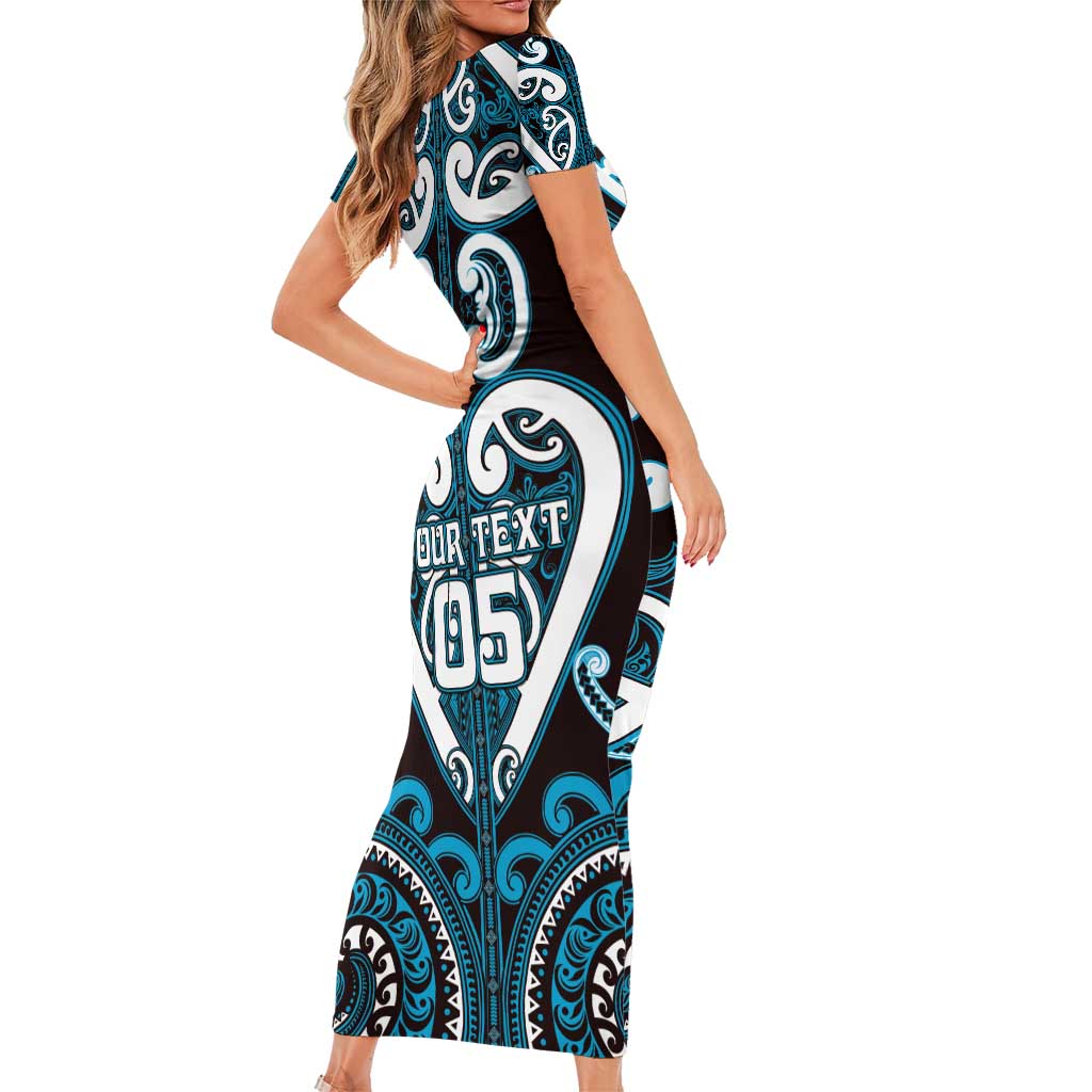 Custom Aotearoa Ngati Porou Short Sleeve Bodycon Dress Maori Tribal Pattern