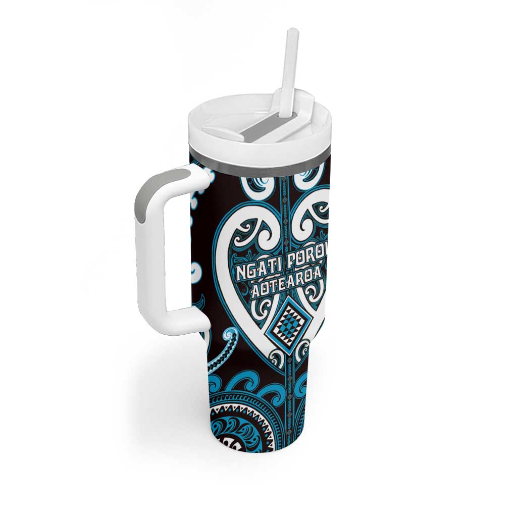 Custom Aotearoa Ngati Porou Tumbler With Handle Maori Tribal Pattern