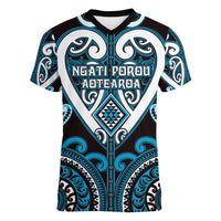 Custom Aotearoa Ngati Porou Women V-Neck T-Shirt Maori Tribal Pattern