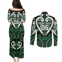 Custom Aotearoa Ngai Tahu Couples Matching Puletasi and Long Sleeve Button Shirt Maori Tribal Pattern