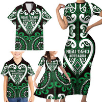 Custom Aotearoa Ngai Tahu Family Matching Short Sleeve Bodycon Dress and Hawaiian Shirt Maori Tribal Pattern