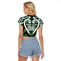 Custom Aotearoa Ngai Tahu Raglan Cropped T Shirt Maori Tribal Pattern