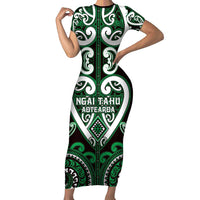 Custom Aotearoa Ngai Tahu Short Sleeve Bodycon Dress Maori Tribal Pattern