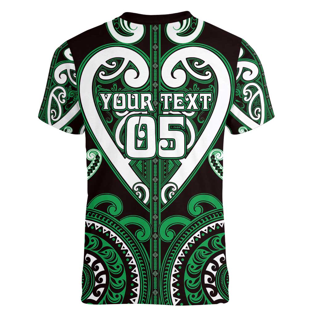 Custom Aotearoa Ngai Tahu Women V-Neck T-Shirt Maori Tribal Pattern