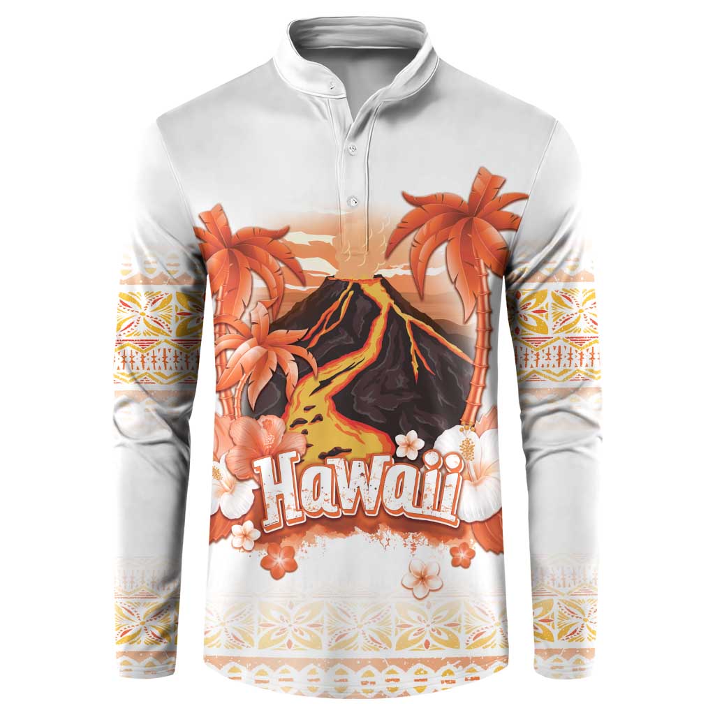 Hawaiian Volcano Lava Flow Button Sweatshirt With Hawaiian Tapa Pattern