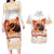 Hawaiian Volcano Lava Flow Couples Matching Long Sleeve Bodycon Dress and Hawaiian Shirt With Hawaiian Tapa Pattern