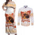 Hawaiian Volcano Lava Flow Couples Matching Off Shoulder Maxi Dress and Long Sleeve Button Shirt With Hawaiian Tapa Pattern