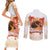 Hawaiian Volcano Lava Flow Couples Matching Short Sleeve Bodycon Dress and Long Sleeve Button Shirt With Hawaiian Tapa Pattern