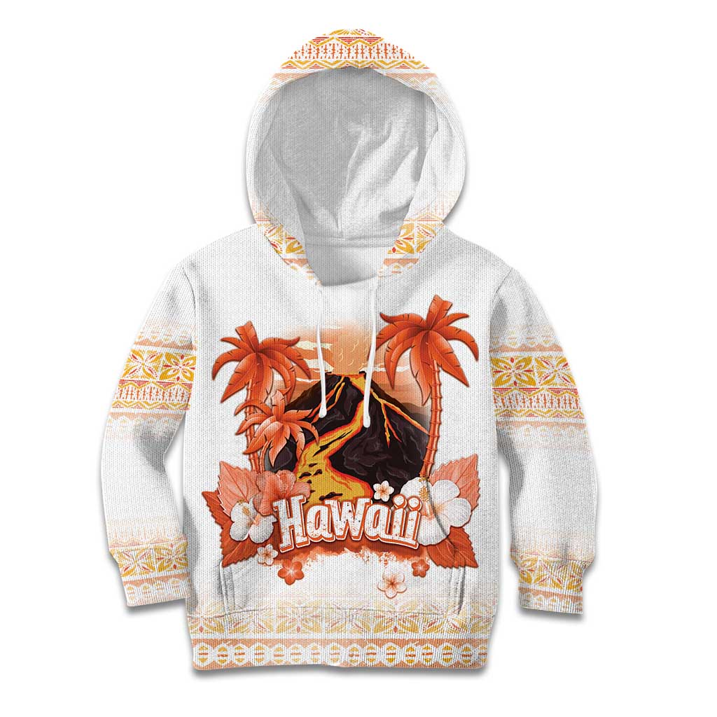 Hawaiian Volcano Lava Flow Kid Hoodie With Hawaiian Tapa Pattern