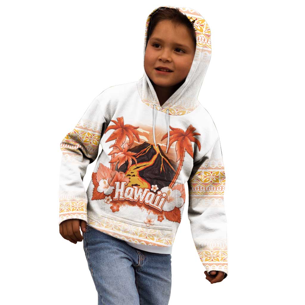 Hawaiian Volcano Lava Flow Kid Hoodie With Hawaiian Tapa Pattern