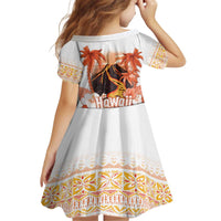 Hawaiian Volcano Lava Flow Kid Short Sleeve Dress With Hawaiian Tapa Pattern