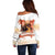 Hawaiian Volcano Lava Flow Off Shoulder Sweater With Hawaiian Tapa Pattern