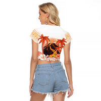 Hawaiian Volcano Lava Flow Raglan Cropped T Shirt With Hawaiian Tapa Pattern