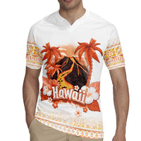 Hawaiian Volcano Lava Flow Rugby Jersey With Hawaiian Tapa Pattern