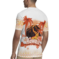 Hawaiian Volcano Lava Flow Rugby Jersey With Hawaiian Tapa Pattern
