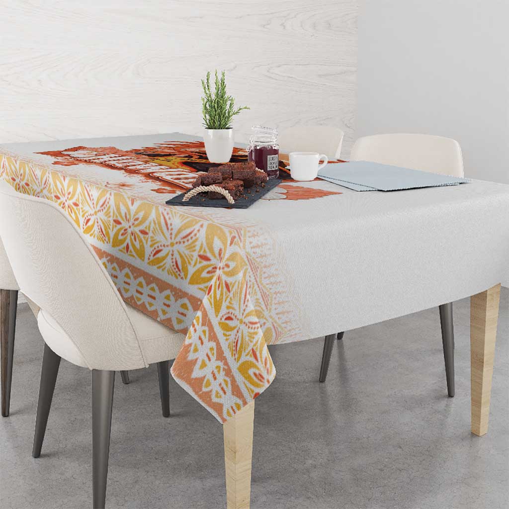 Hawaiian Volcano Lava Flow Tablecloth With Hawaiian Tapa Pattern