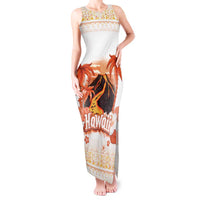 Hawaiian Volcano Lava Flow Tank Maxi Dress With Hawaiian Tapa Pattern