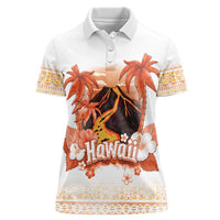 Hawaiian Volcano Lava Flow Women Polo Shirt With Hawaiian Tapa Pattern LT05 Female Orange - Polynesian Pride