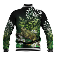Aotearoa New Zealand Tuatara Baseball Jacket Maori Koru Art