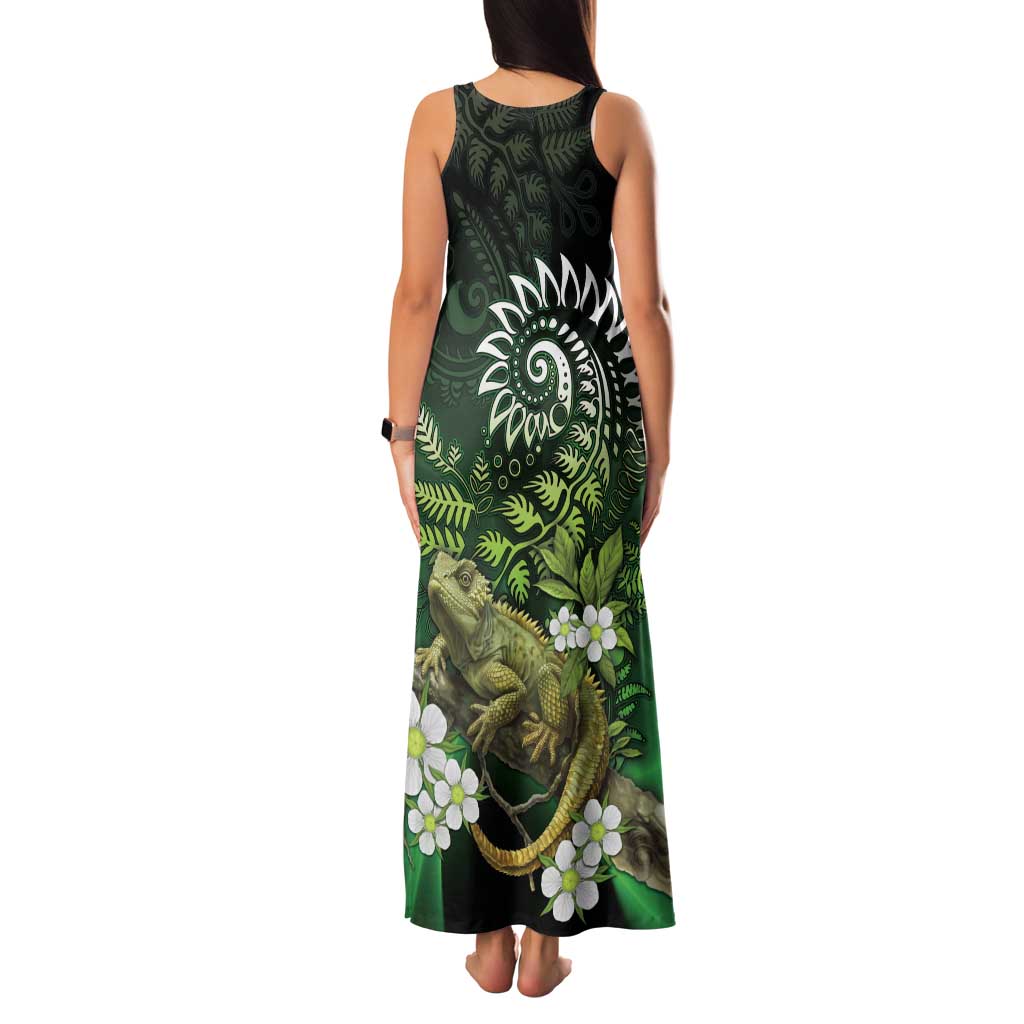 Aotearoa New Zealand Tuatara Family Matching Tank Maxi Dress and Hawaiian Shirt Maori Koru Art