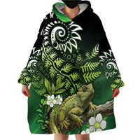 Aotearoa New Zealand Tuatara Wearable Blanket Hoodie Maori Koru Art