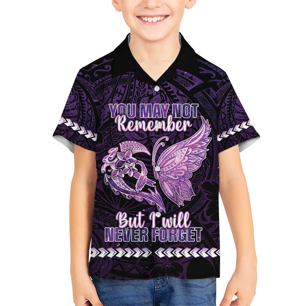 Personalised Alzheimer's Awareness Kid Hawaiian Shirt You May Not Remember But I Will Never Forget