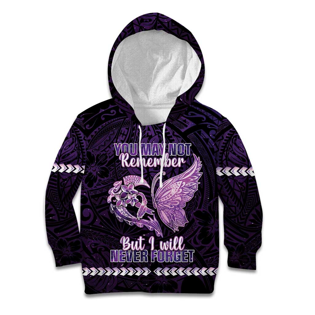 Personalised Alzheimer's Awareness Kid Hoodie You May Not Remember But I Will Never Forget