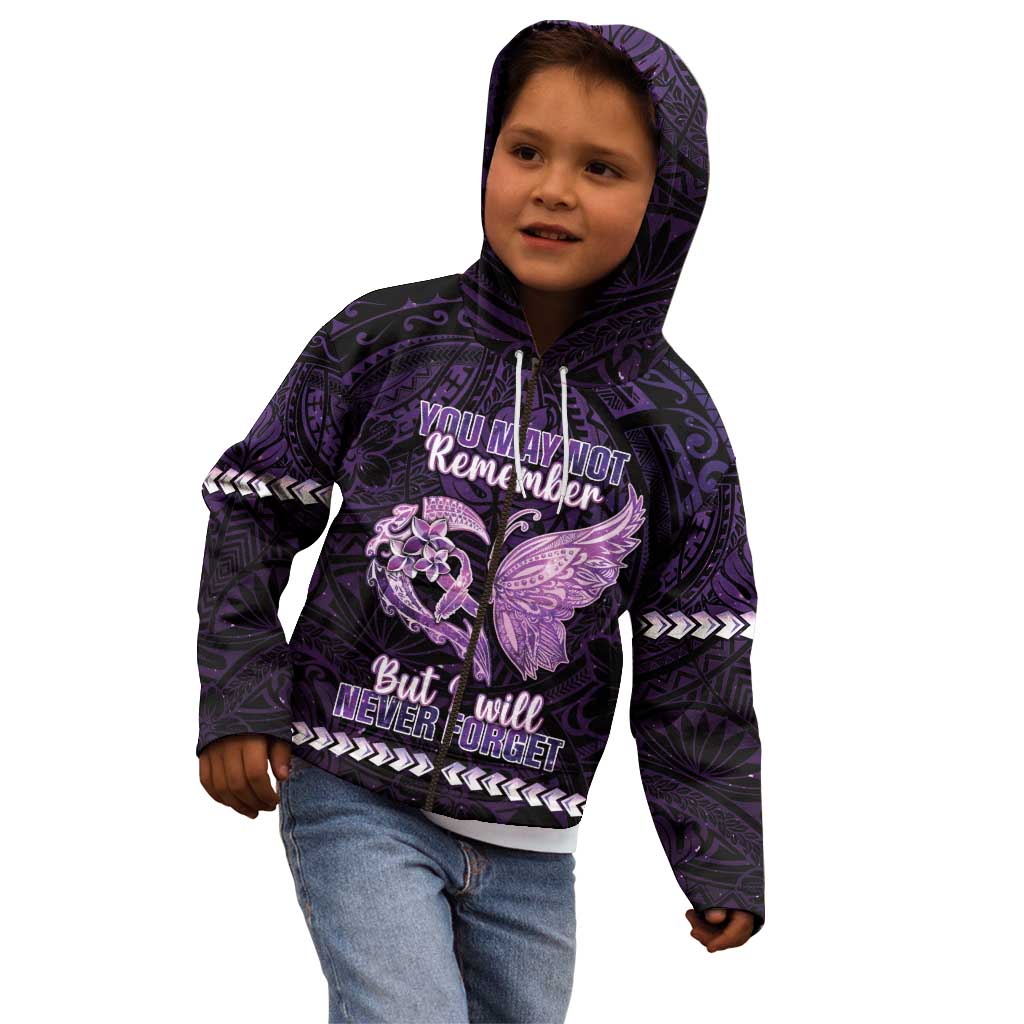 Personalised Alzheimer's Awareness Kid Hoodie You May Not Remember But I Will Never Forget