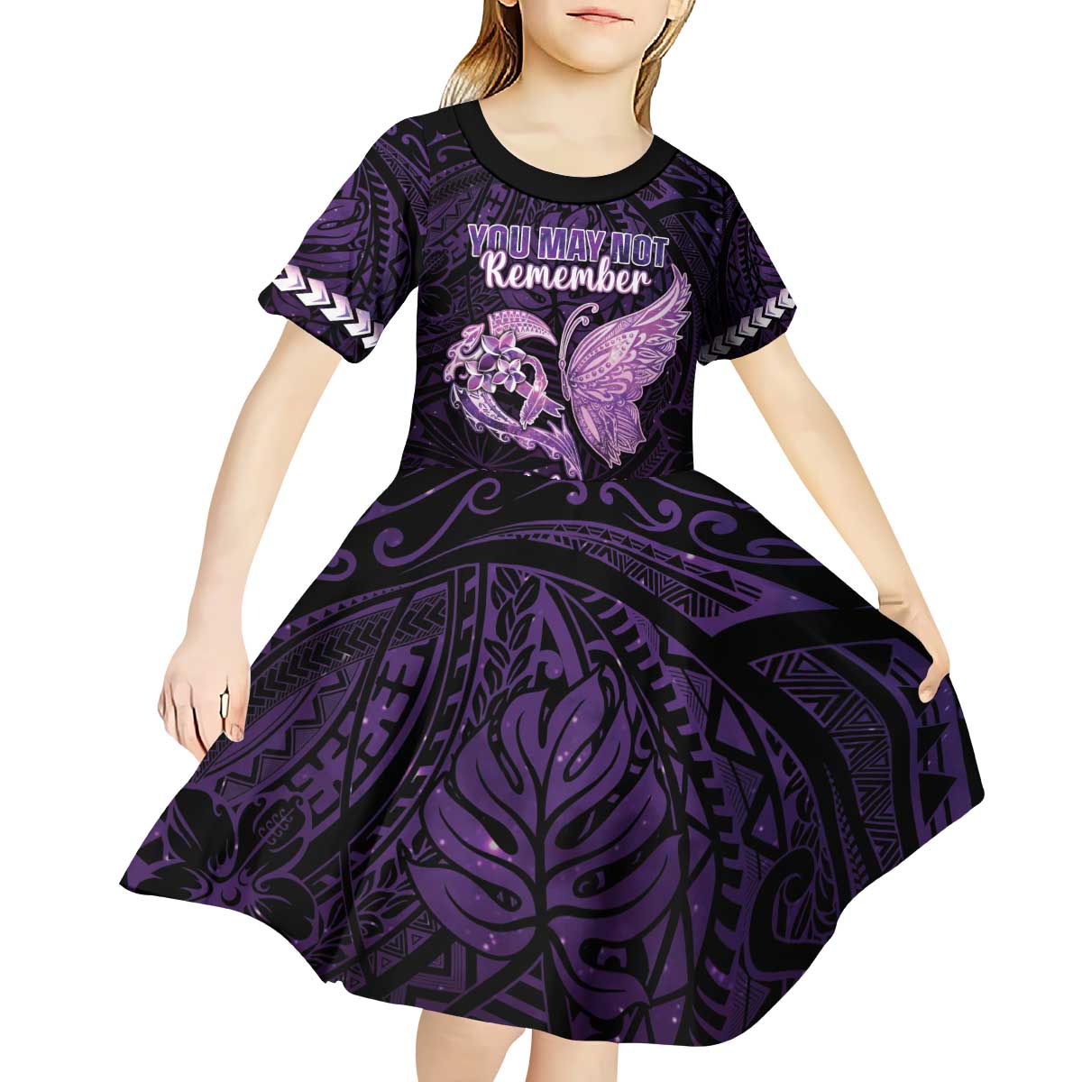 Personalised Alzheimer's Awareness Kid Short Sleeve Dress You May Not Remember But I Will Never Forget