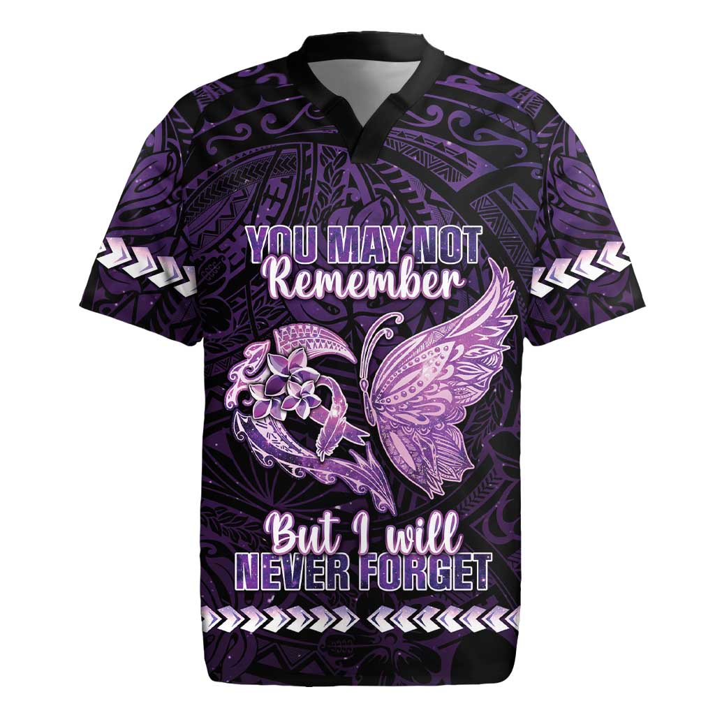 Personalised Alzheimer's Awareness Rugby Jersey You May Not Remember But I Will Never Forget