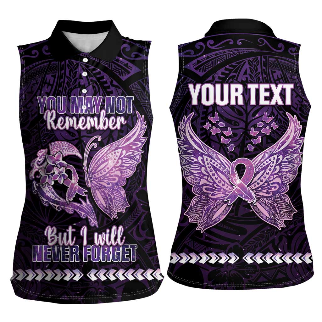 Personalised Alzheimer's Awareness Women Sleeveless Polo Shirt You May Not Remember But I Will Never Forget