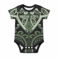Custom Aotearoa Ngati Awa Baby Onesie Maori Tribal Pattern LT05 Green - Polynesian Pride