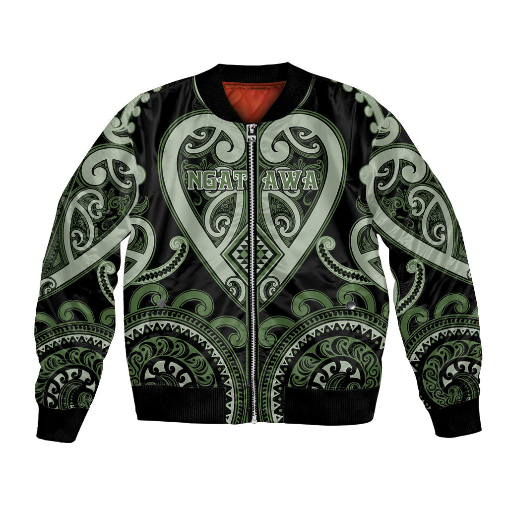 Custom Aotearoa Ngati Awa Bomber Jacket Maori Tribal Pattern LT05 Unisex Green - Polynesian Pride