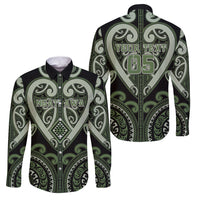 Custom Aotearoa Ngati Awa Family Matching Tank Maxi Dress and Hawaiian Shirt Maori Tribal Pattern LT05 Dad's Shirt - Long Sleeve Green - Polynesian Pride