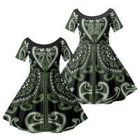 Custom Aotearoa Ngati Awa Family Matching Tank Maxi Dress and Hawaiian Shirt Maori Tribal Pattern LT05 Daughter's Dress Green - Polynesian Pride