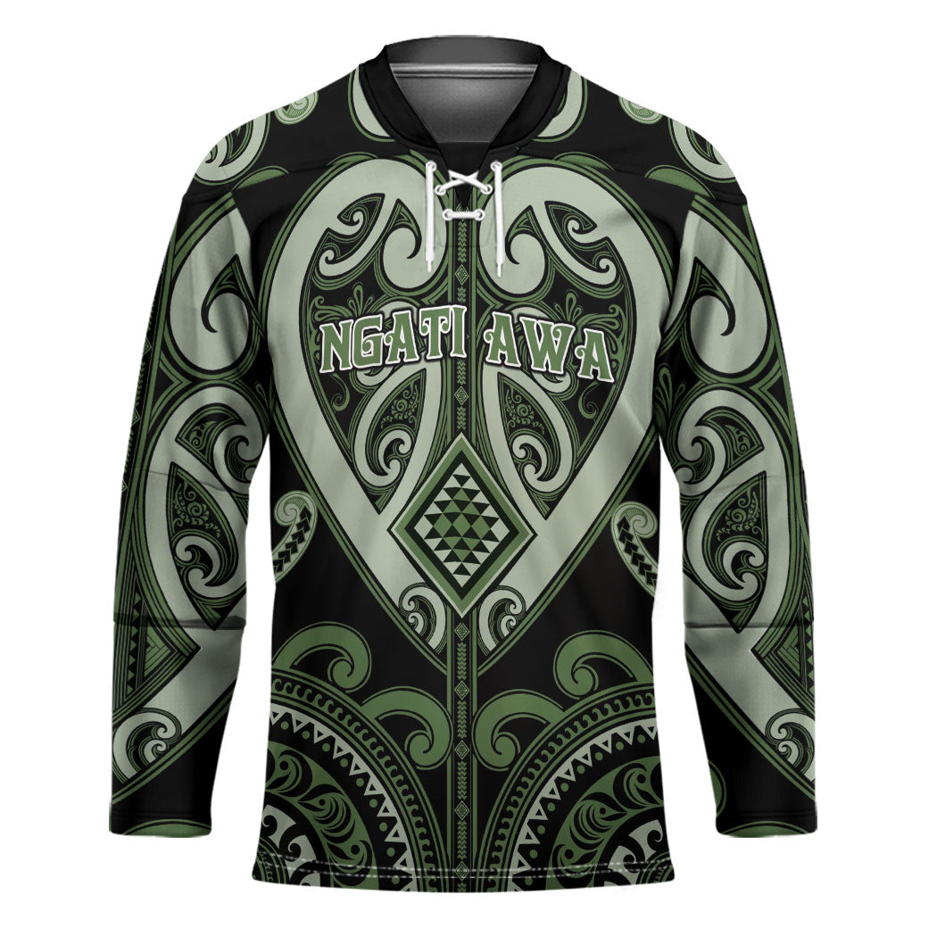 Custom Aotearoa Ngati Awa Hockey Jersey Maori Tribal Pattern LT05 Unisex Green - Polynesian Pride