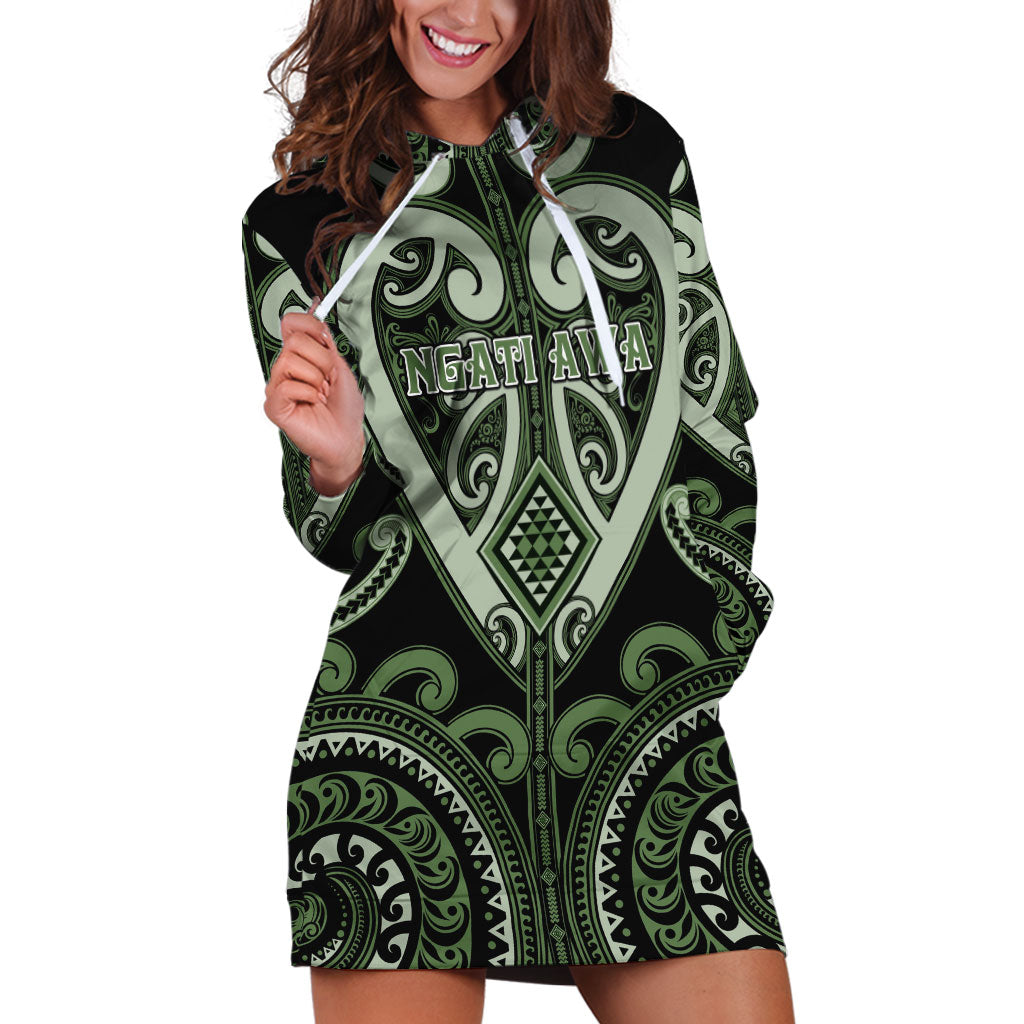 Custom Aotearoa Ngati Awa Hoodie Dress Maori Tribal Pattern