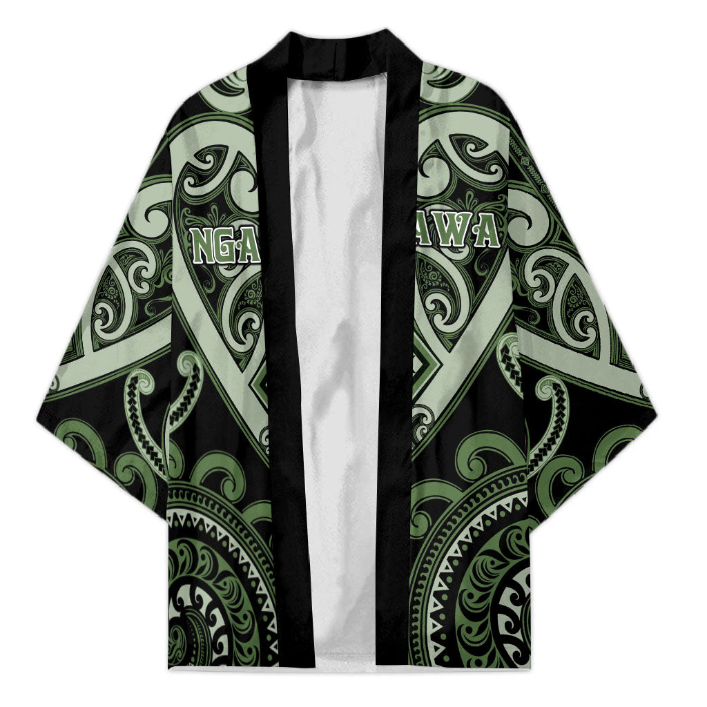 Custom Aotearoa Ngati Awa Kimono Maori Tribal Pattern LT05 Unisex Green - Polynesian Pride