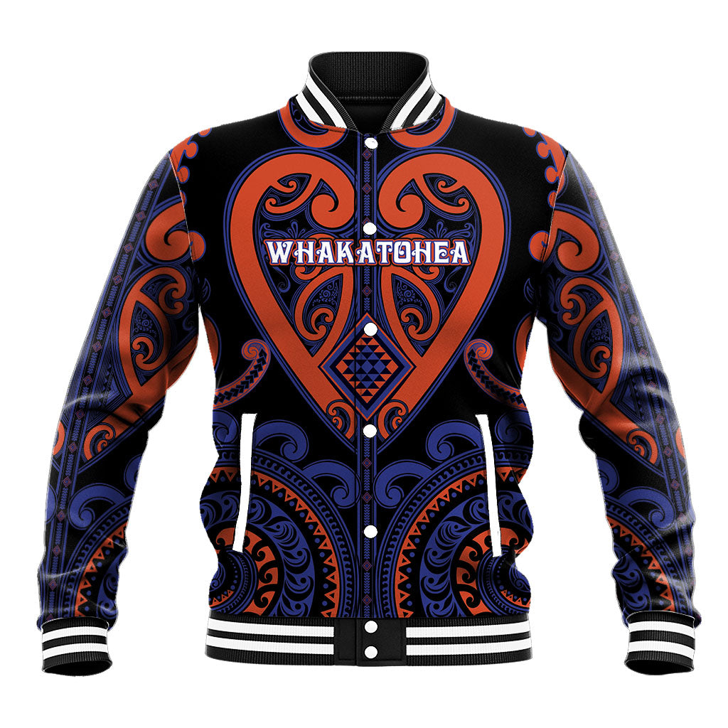Custom Aotearoa Whakatohea Baseball Jacket Maori Tribal Pattern LT05 Unisex Navy - Polynesian Pride