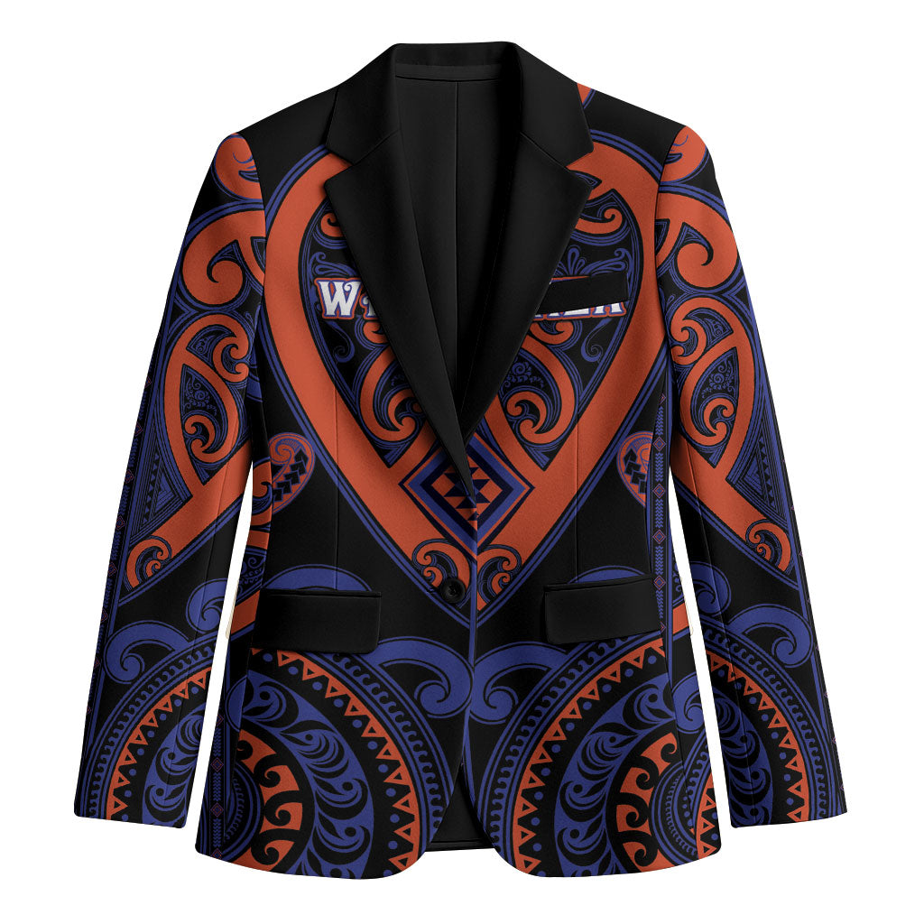 Custom Aotearoa Whakatohea Blazer Maori Tribal Pattern LT05 Unisex Navy - Polynesian Pride