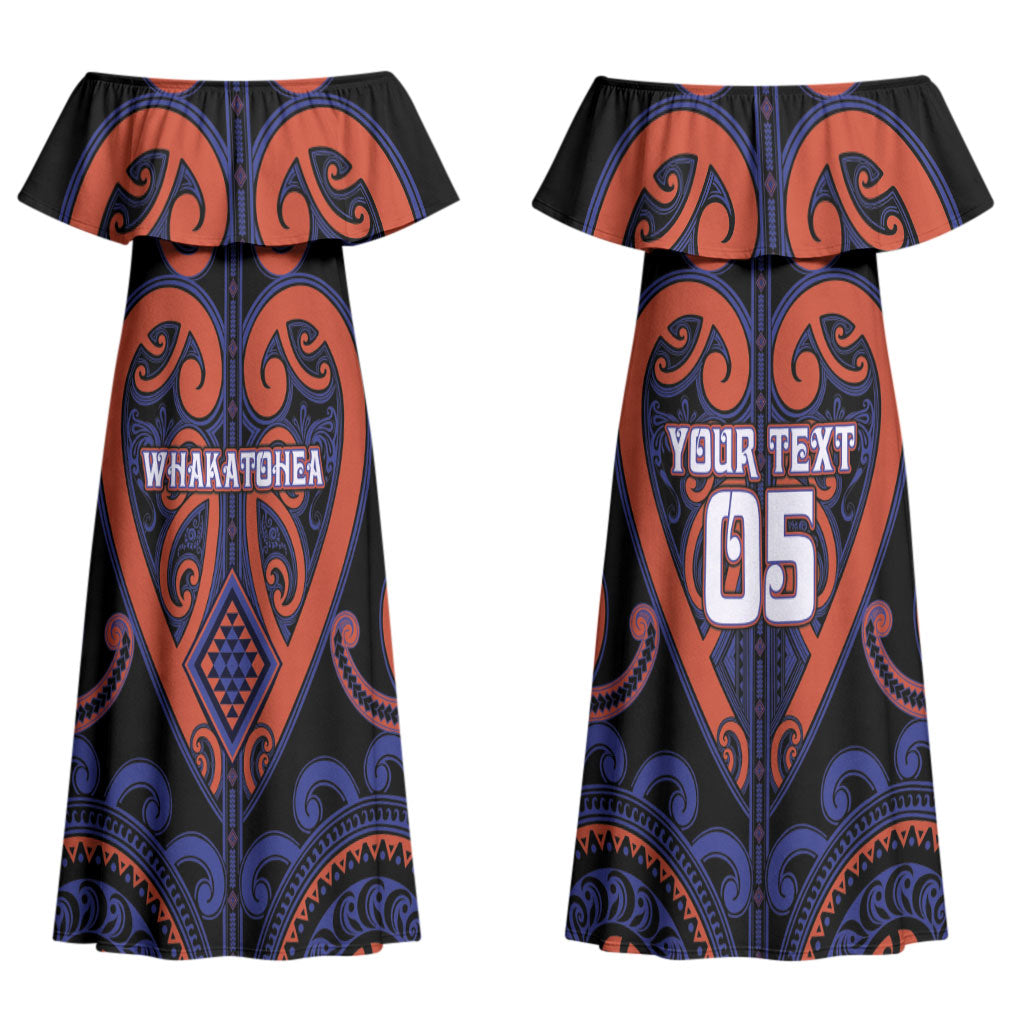 Custom Aotearoa Whakatohea Couples Matching Off Shoulder Maxi Dress and Hawaiian Shirt Maori Tribal Pattern LT05 - Polynesian Pride