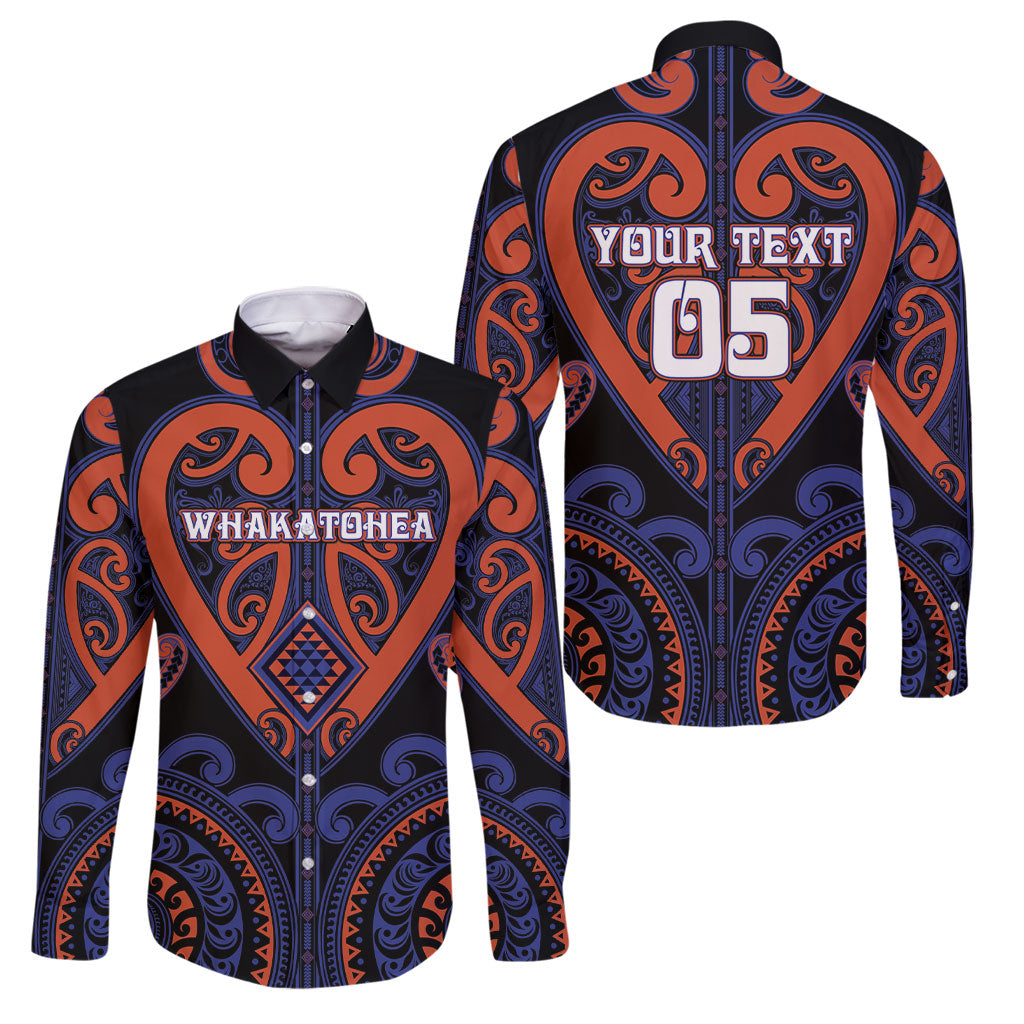 Custom Aotearoa Whakatohea Family Matching Mermaid Dress and Hawaiian Shirt Maori Tribal Pattern LT05 Dad's Shirt - Long Sleeve Navy - Polynesian Pride