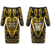 Custom Aotearoa Ngati Whatua Couples Matching Off The Shoulder Long Sleeve Dress and Hawaiian Shirt Maori Tribal Pattern LT05 - Polynesian Pride