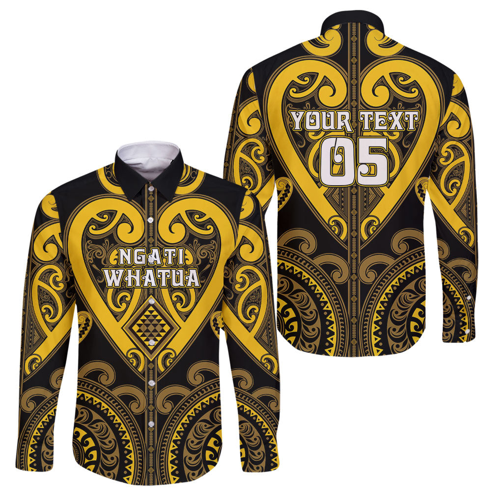 Custom Aotearoa Ngati Whatua Family Matching Short Sleeve Bodycon Dress and Hawaiian Shirt Maori Tribal Pattern LT05 Dad's Shirt - Long Sleeve Yellow - Polynesian Pride