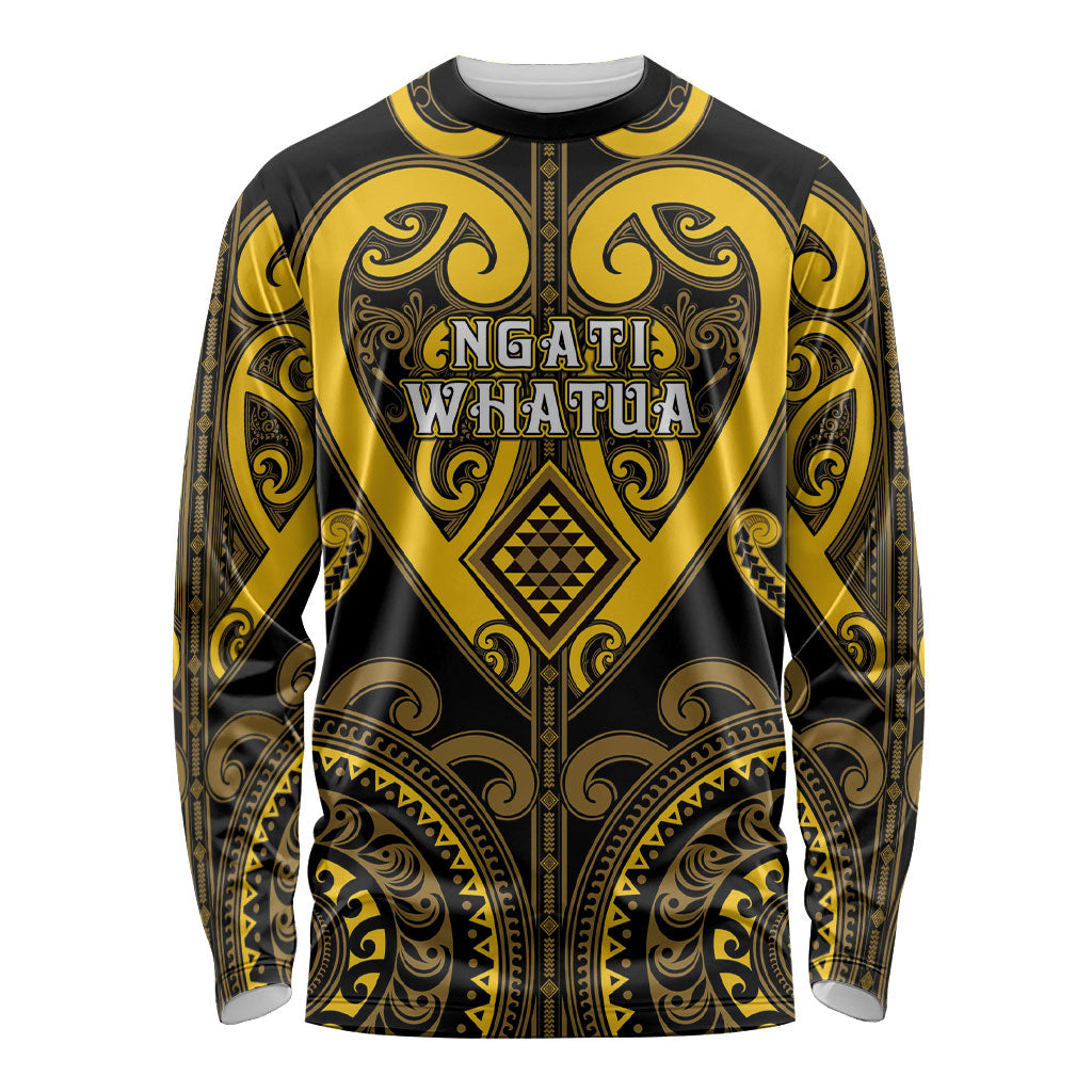 Custom Aotearoa Ngati Whatua Long Sleeve Shirt Maori Tribal Pattern LT05 Unisex Yellow - Polynesian Pride